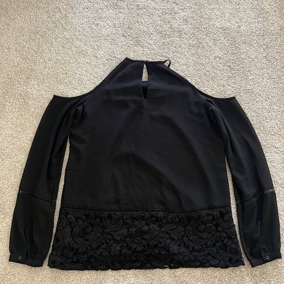 Michael Kors Flowy Cold Shoulder Pleated Long Sleeve Halter Top NWOT M - Picture 11 of 15